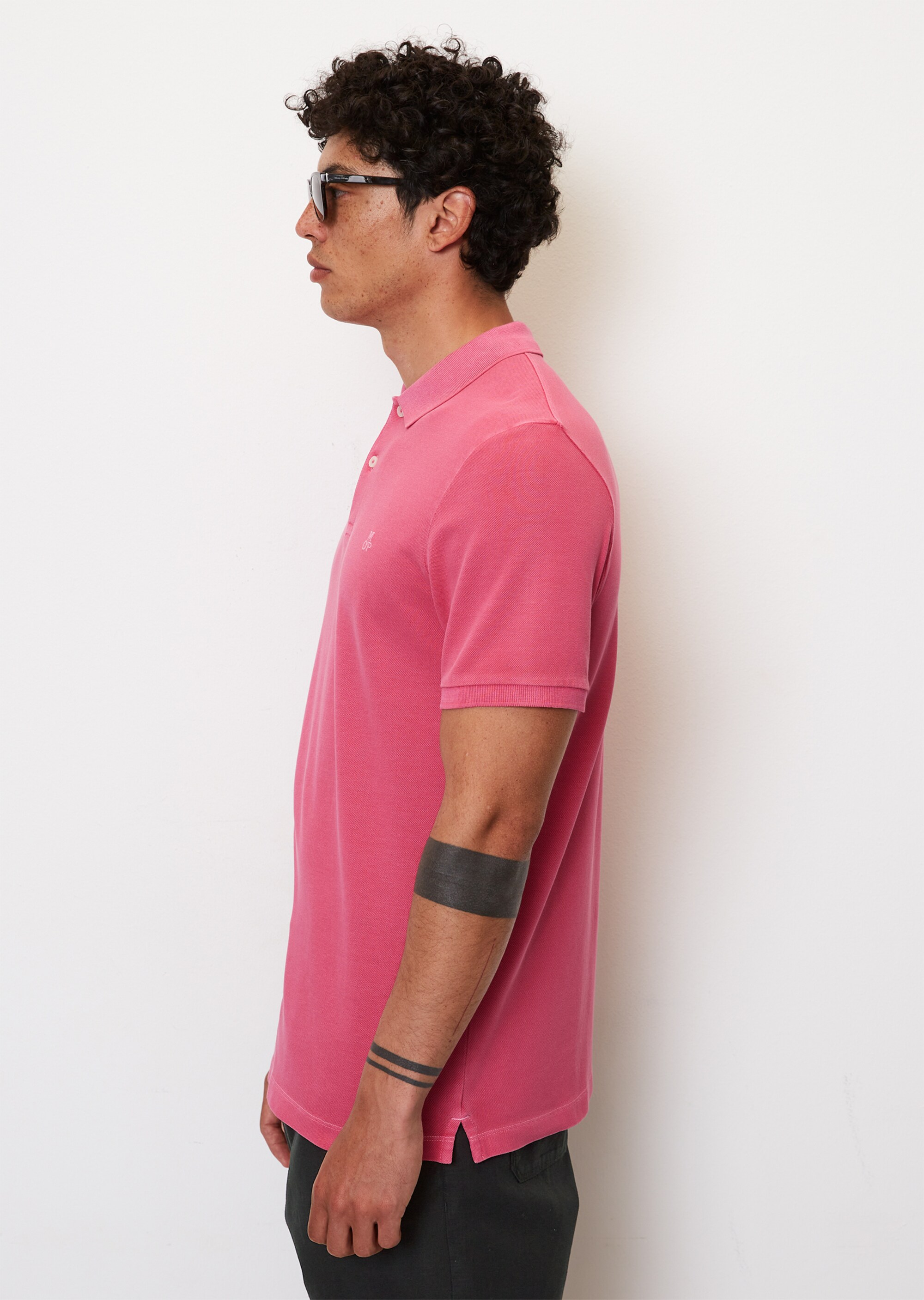 Kurzarm-Poloshirt Piqué shaped aus Organic Cotton-Stretch