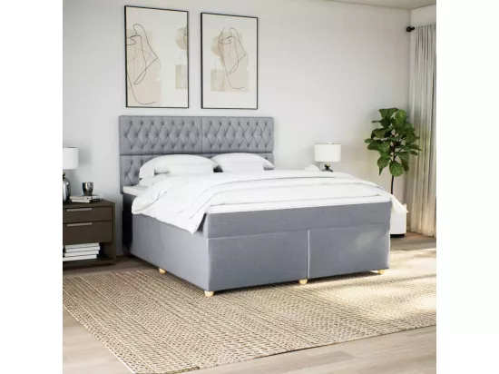 Sommier à lattes de lit avec matelas Gris clair 180x200cm Tissu
