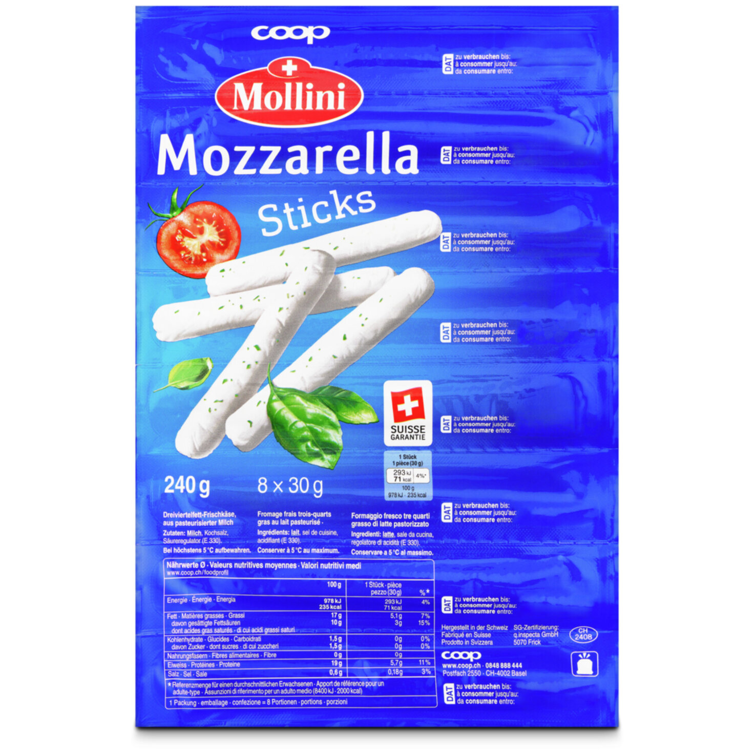 Mollini Mozzarella Sticks 8x30g