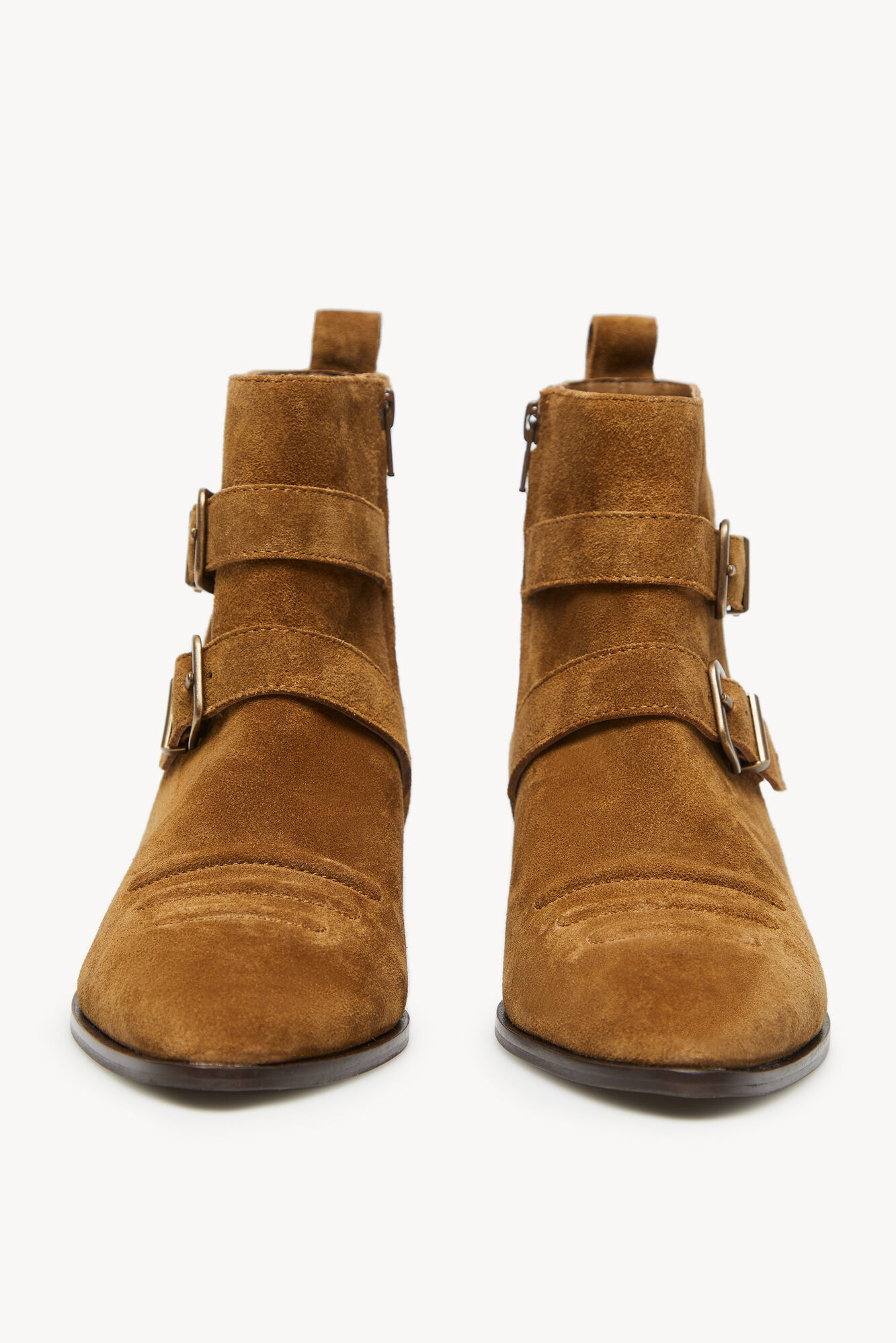 Botas de cano curto Cleo em couro - Marrom