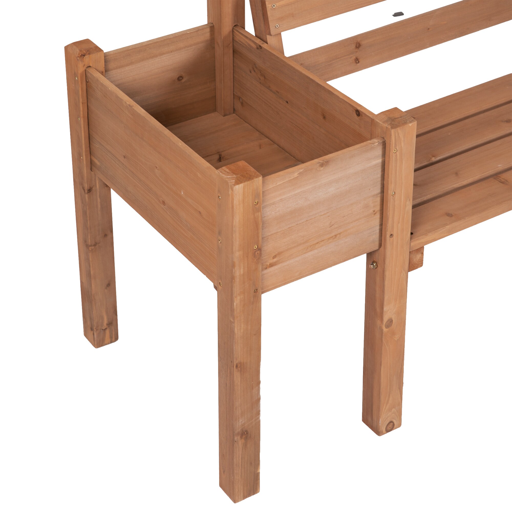 Outsunny Gartenbank mit 2 Blumenkästen braun 184L x 59B x 95H cm