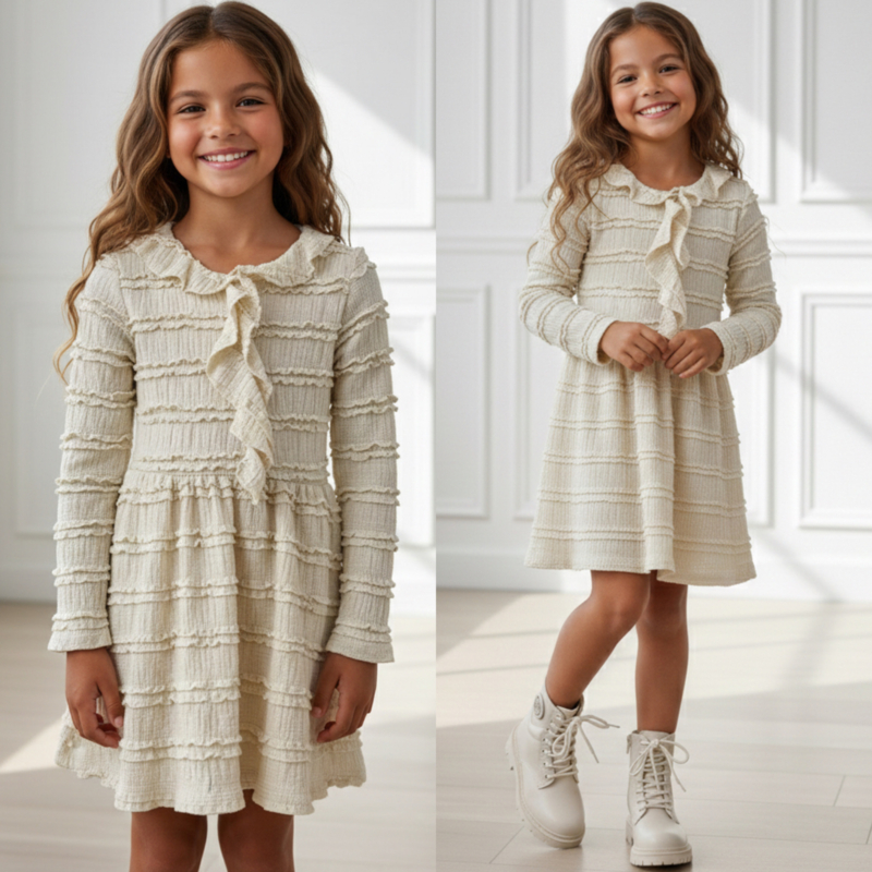 Ruffle Dream Jurk - beige