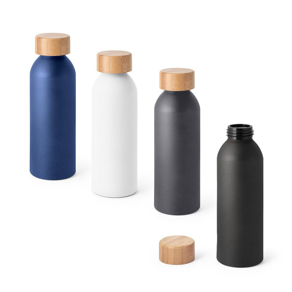 hi!dea 94250 - Bouteille 550mL en aluminium avec bouchon en bambou
