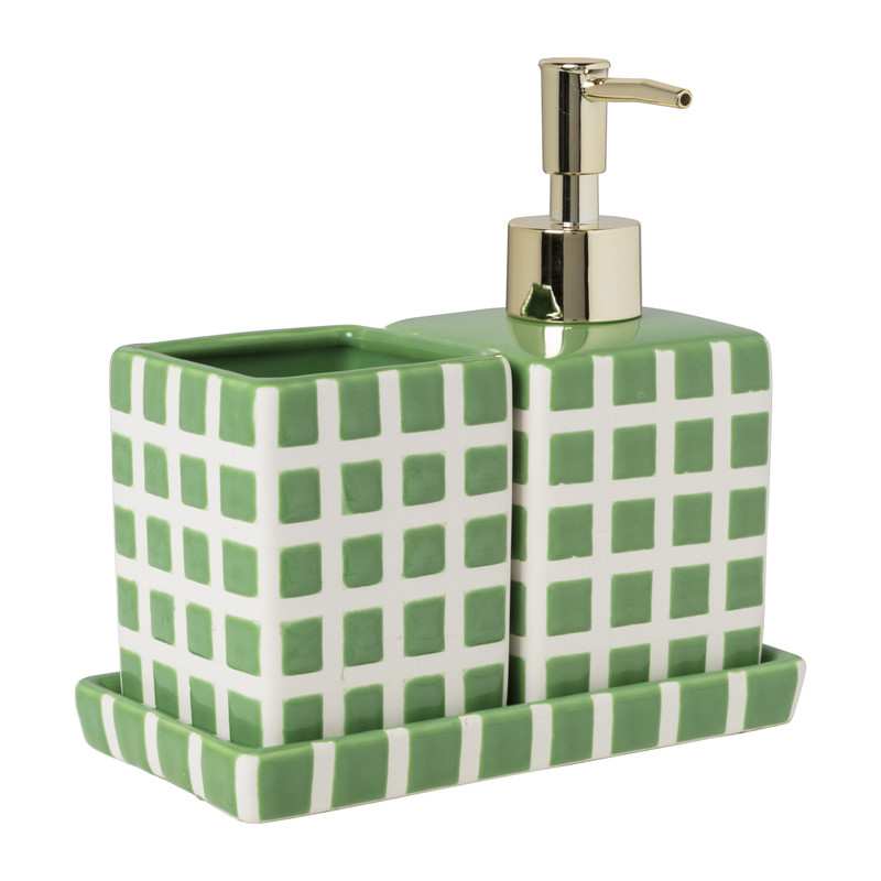Zeepschaaltje blokjes - groen/wit - 1.3x15.8x8.3 cm