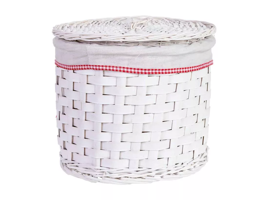 Panier à linge en osier gris 35x35x29h cm