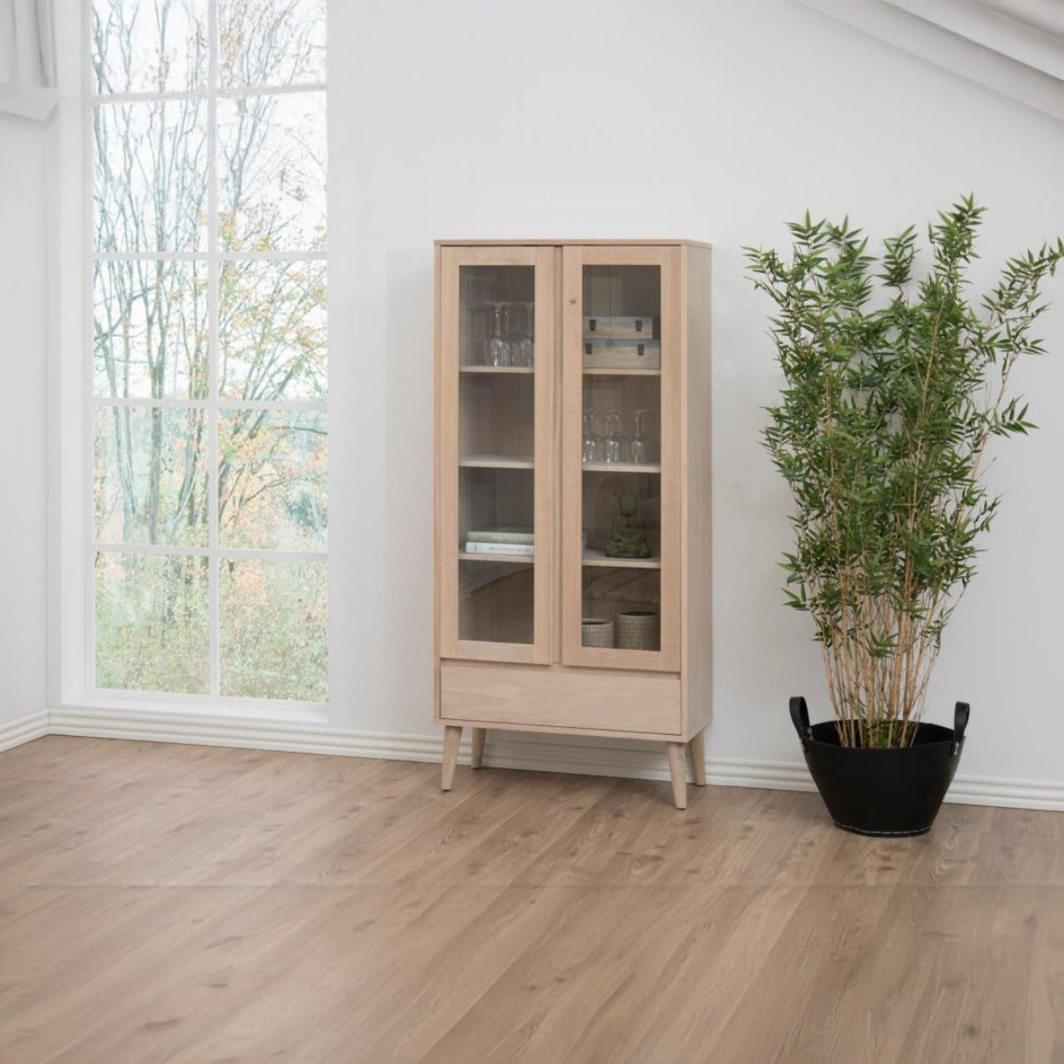 Giga Living - Vitrinekast - Naturel - 80x37x178cm - Rosta
