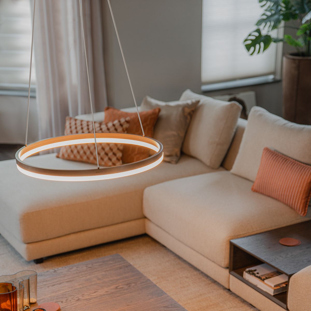 Hanglamp donkerbrons 60 cm incl. LED 3-staps dimbaar - Anello