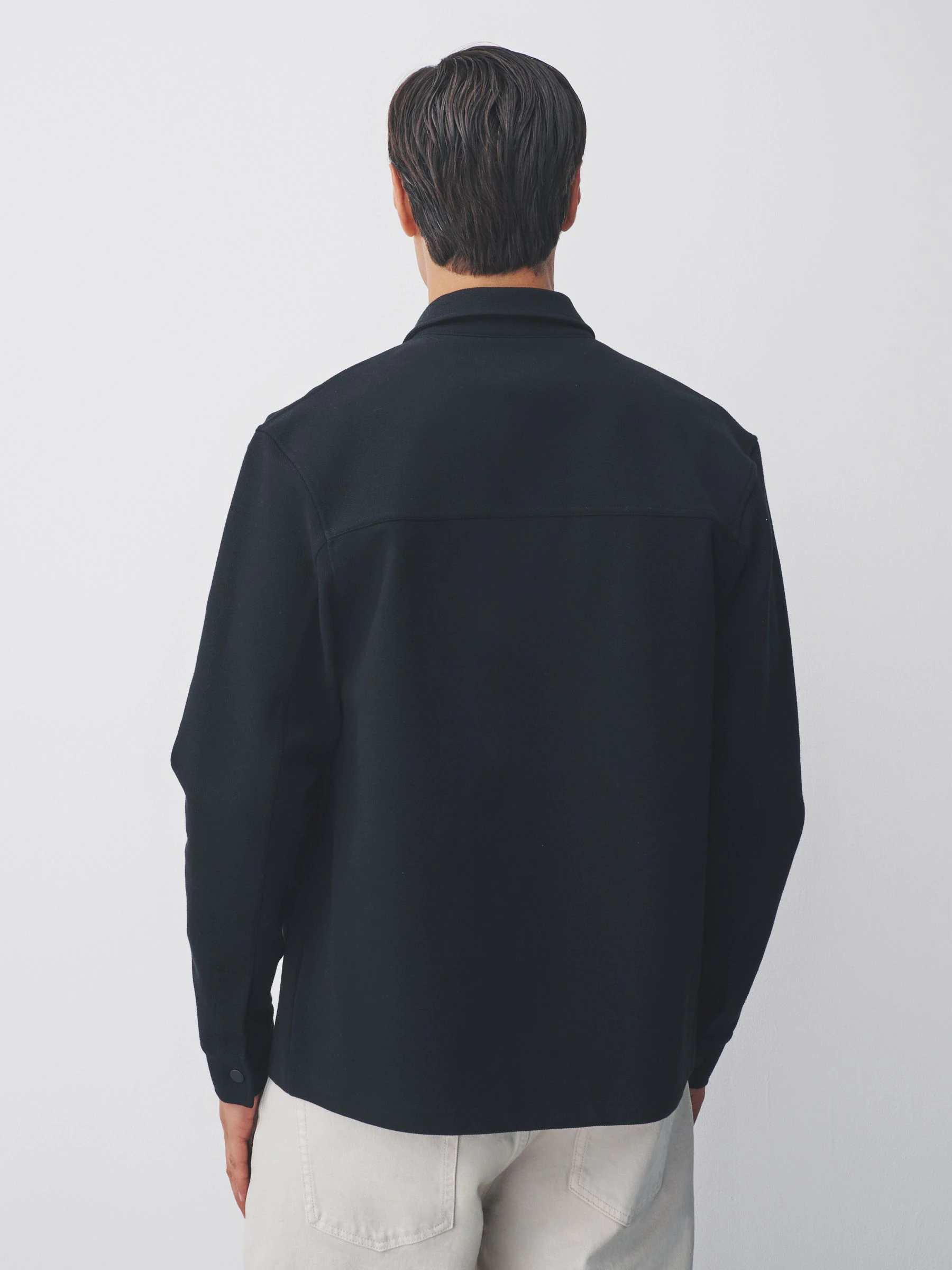 Zwart - Jersey keperstof Overshirt met drukknopen