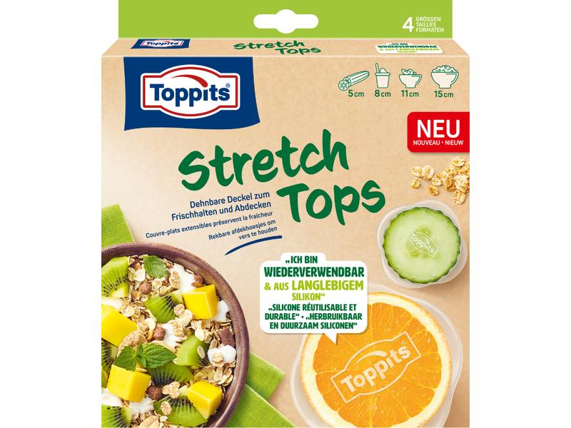 Toppits Frischhalte Abdeckhaube Stretch Tops 4 Stück, Trans Abdeckhaube Stretch Tops