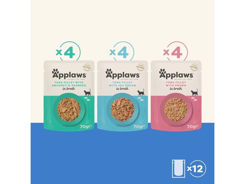 Applaws Nassfutter Multipack Fish Selection 12 x 70 g Ergänzungsfutter für ausgewachsene Katzen