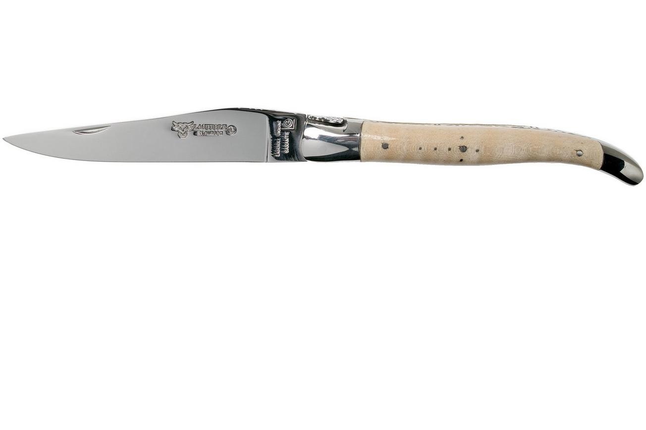 Laguiole en Aubrac 12cm Double Plates, wavy maple handgevijld, L0712EEN1/FSJ1
