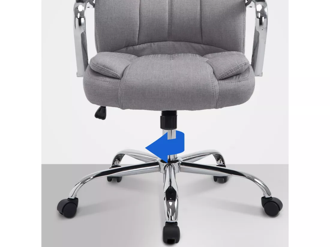 Chaise de bureau - Tissu & Métal chromé - Gris - XXL Xanthos