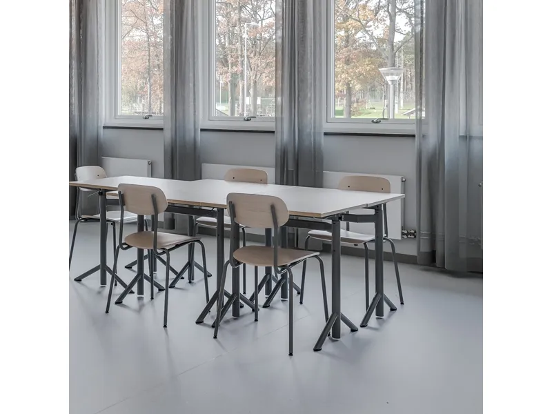 Bord Atlas 1132, hvidpigmenteret egelaminat, hvidt stel