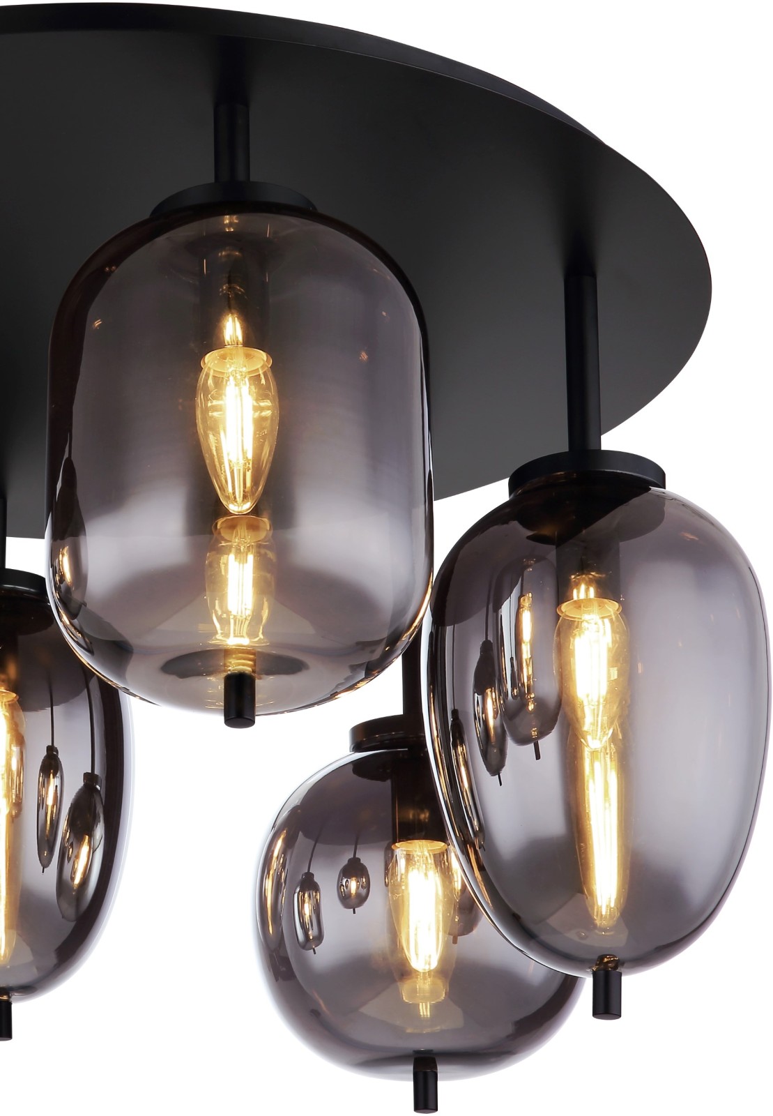 Deckenlampe - schwarz - Metall-Glas - 65 cm breit