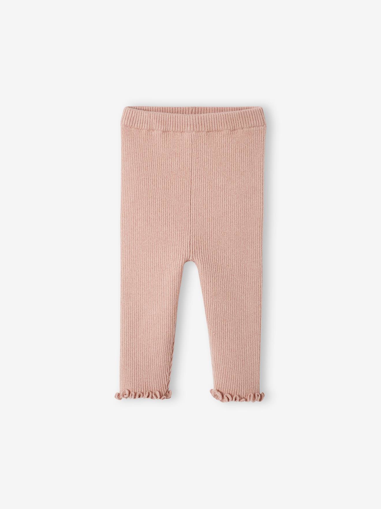 Conjunto de tricô para bebê: suéter + leggings rosa-maquiagem