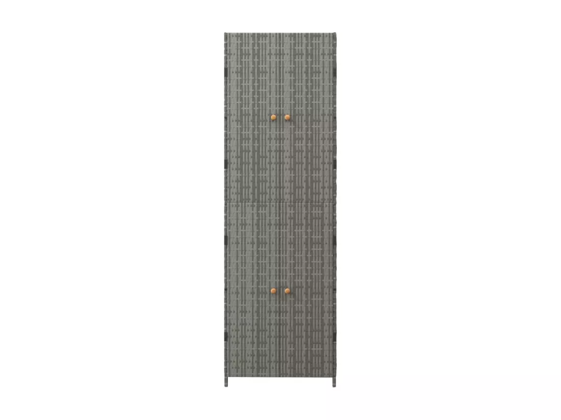 Armoire de rangement jardin Gris 59x40x180 cm Résine tressée