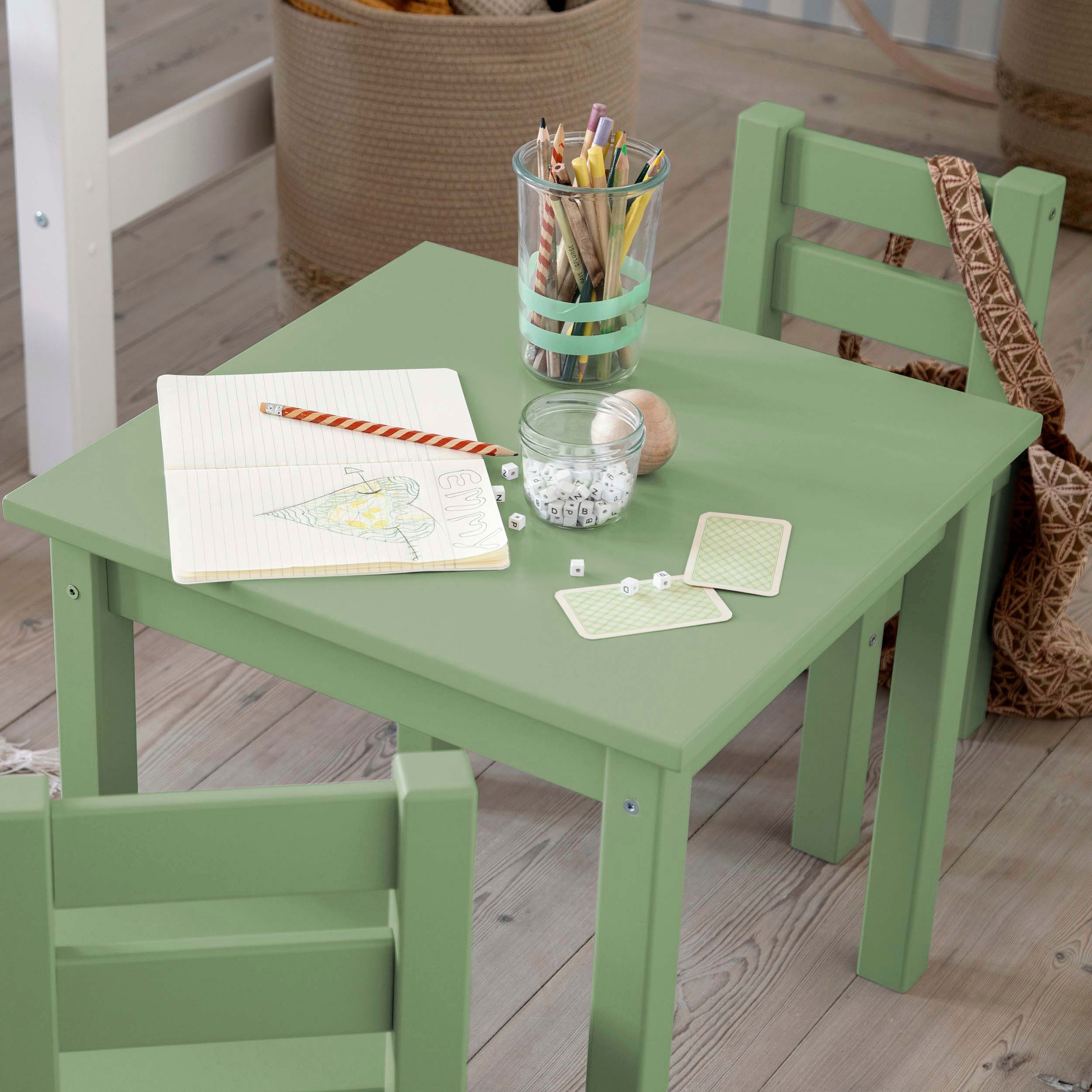 Hoppekids Kindersitzgruppe »MADS Kindersitzgruppe« Set, 1 Tisch, 2 Stühle, 3 Stk. tlg. in vielen Farben, mit zwei Stühlen