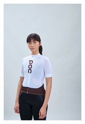 Maillot Manches Courtes Femme Poc Essential Road Logo Marron/Blanc