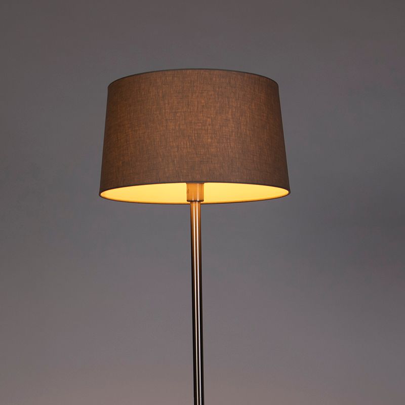 Moderne vloerlamp staal met taupe kap 45 cm - Simplo
