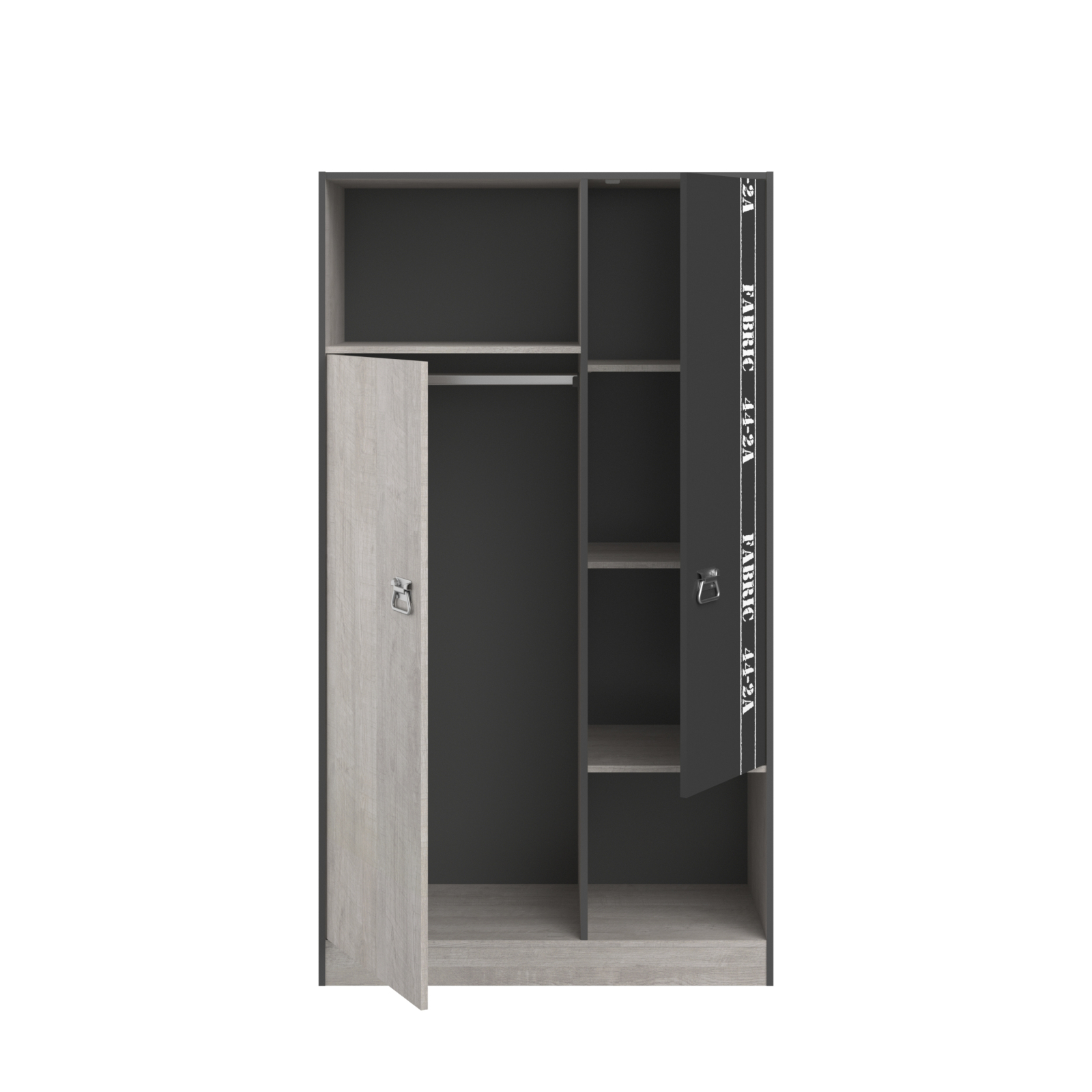 5-teiliges Jugendzimmer-Set FABRIC 12 - Esche - grau