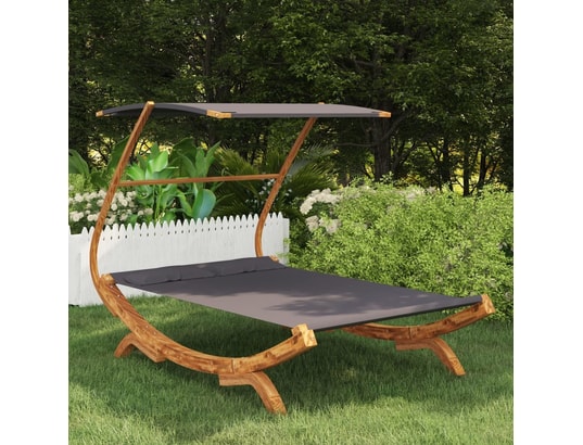 VIDAXL - Hamac avec support Hamac avec auvent 165x198x140cm bois d'épicéa massif anthrac...