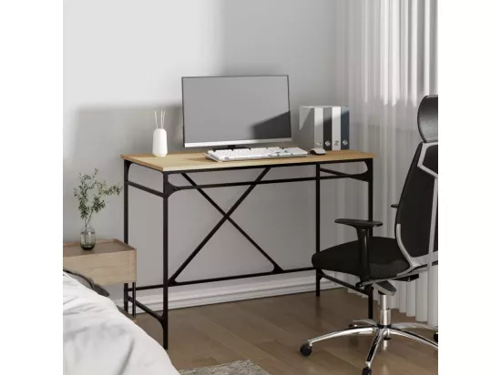 Bureau chêne sonoma 100x50x75 cm bois d'ingénierie et fer