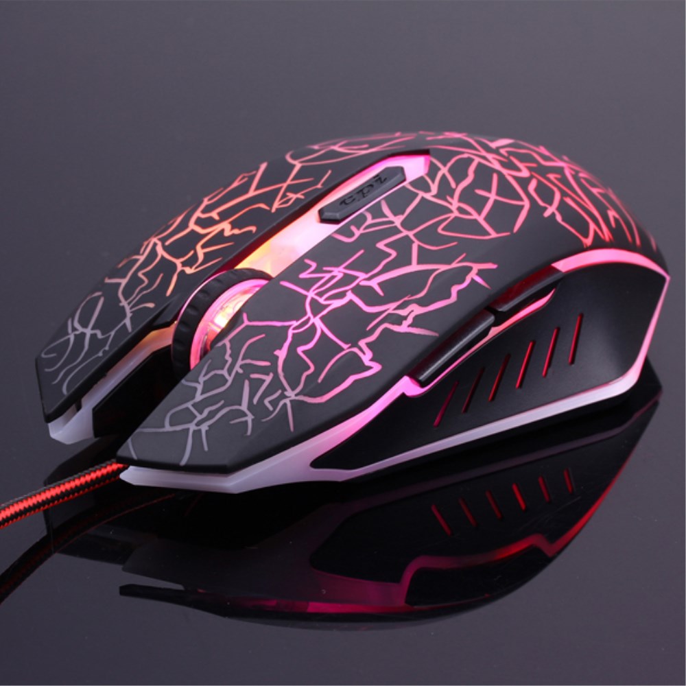 Optische 7-Farben LED Gaming Maus 2400 DPI mit USB Kabel - Schwarz