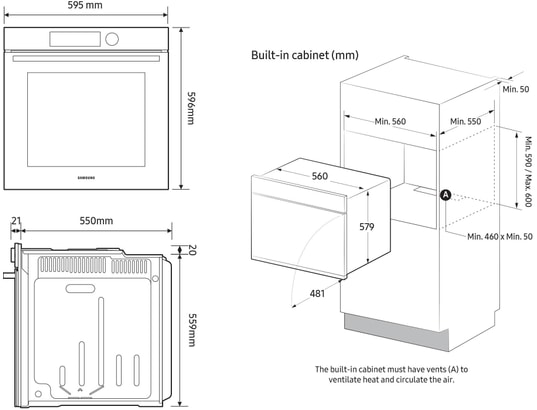 SAMSUNG - Four encastrable pyrolyse NV7B4430ZAB Twin convection, 76 litres, Wifi