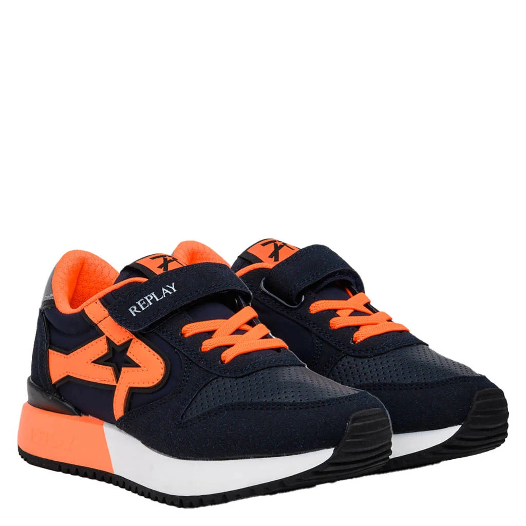 REPLAY Fiber JR boy 7neakers donkerblauw/oranje