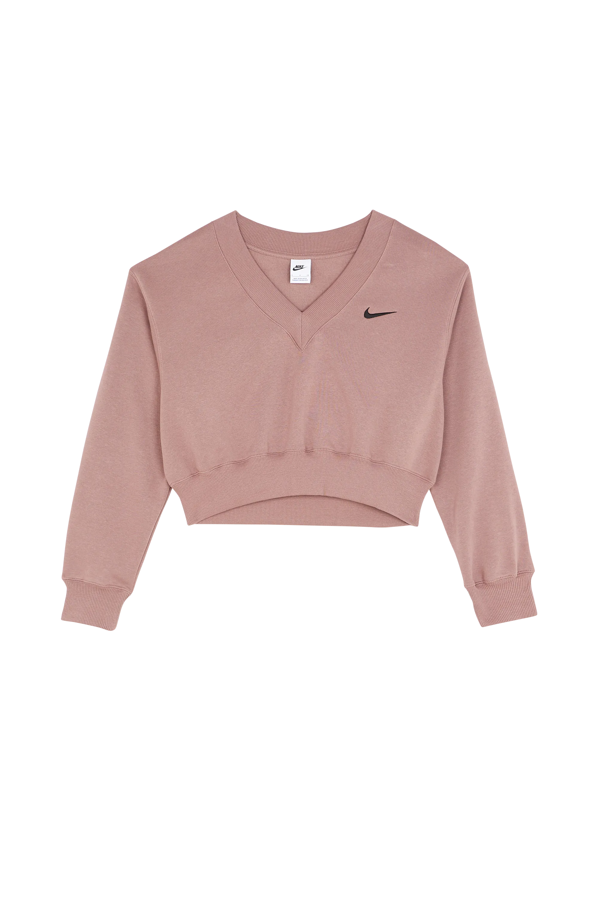 NIKE Sweatshirt W NSW PHNX FLC CROP VNECK Rose