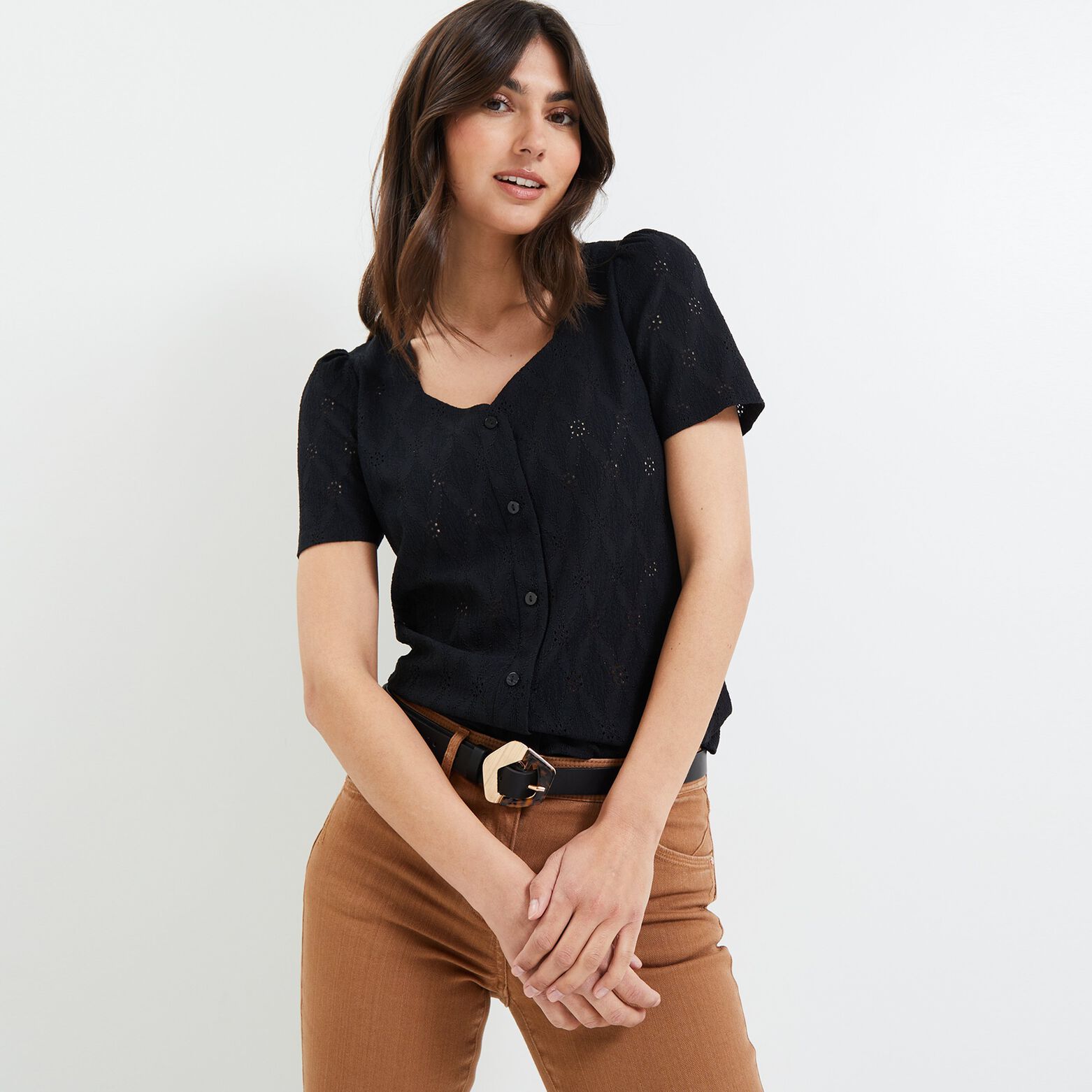 Tshirt maille ajourée femme