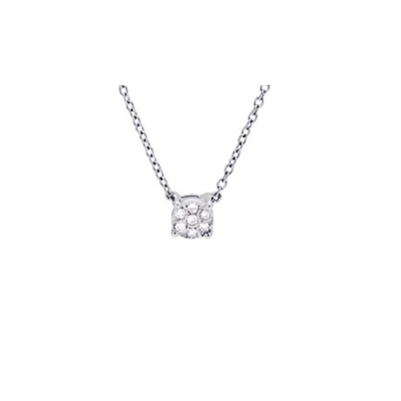 Collier diamants pastillés 0.04CT - Or gris 9 carats
