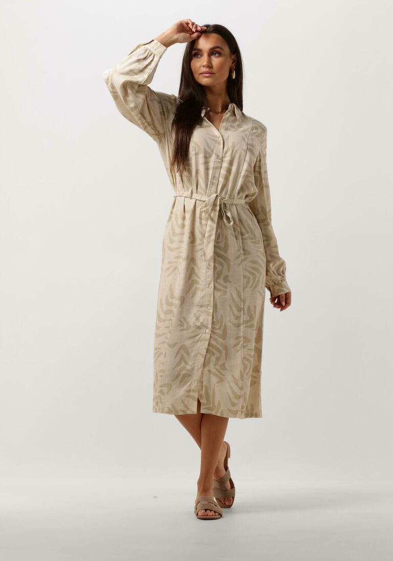 OBJECT beige object midi jurk objemira tilda l/s dress