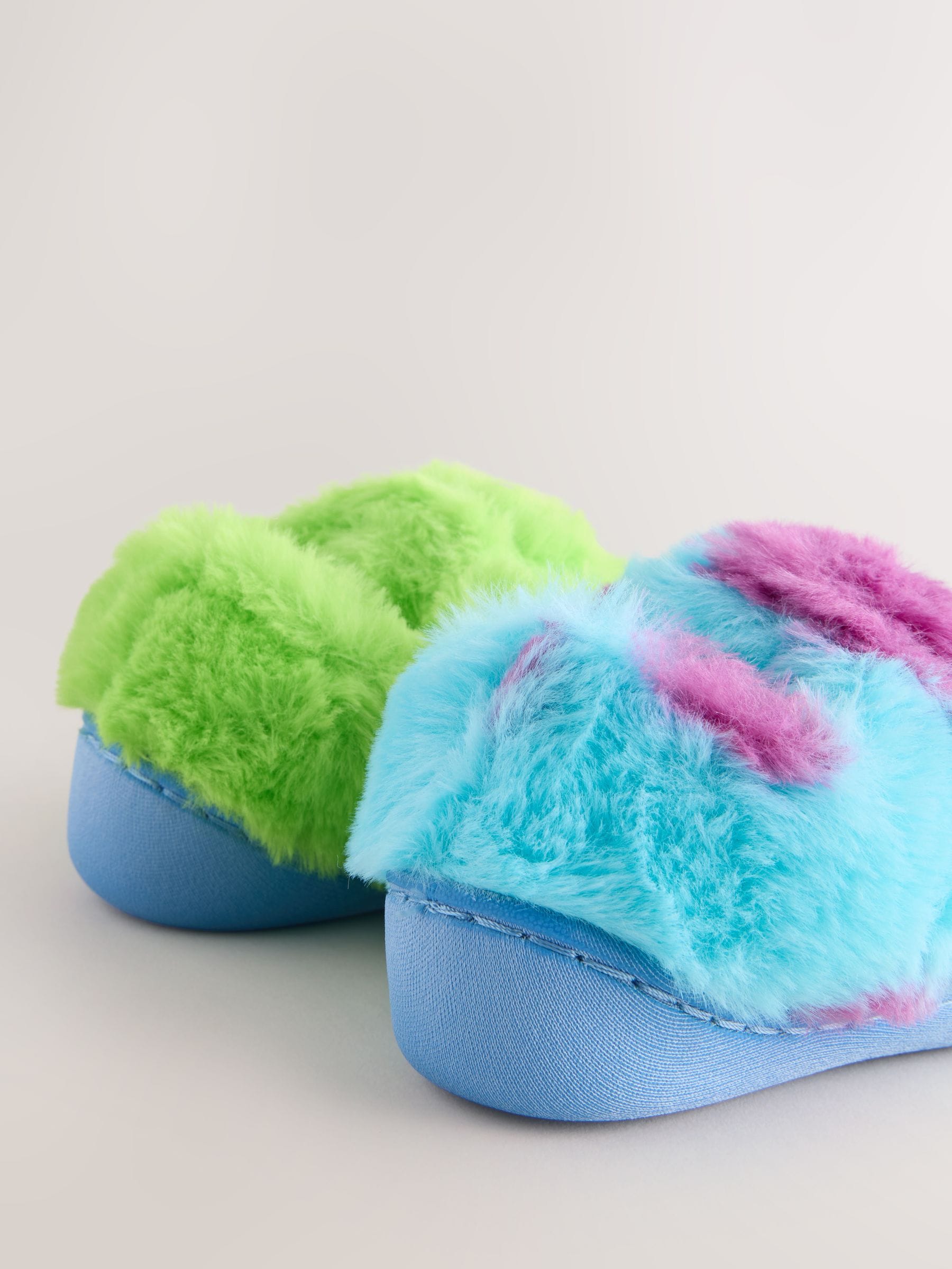 Blauw/Groen - Monsters Inc Fluffy Cupsole Slippers