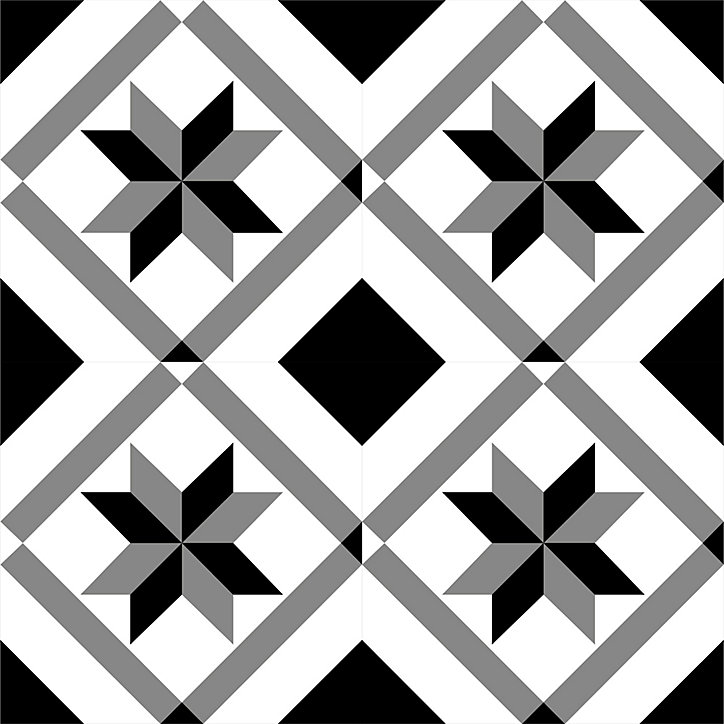 Lot 8 carreaux adhésifs décoratifs Vinyl Way St Remy Dada Art effet carreau de ciment noir & blanc L.20 x L.20 cm x ep.1,3 mm