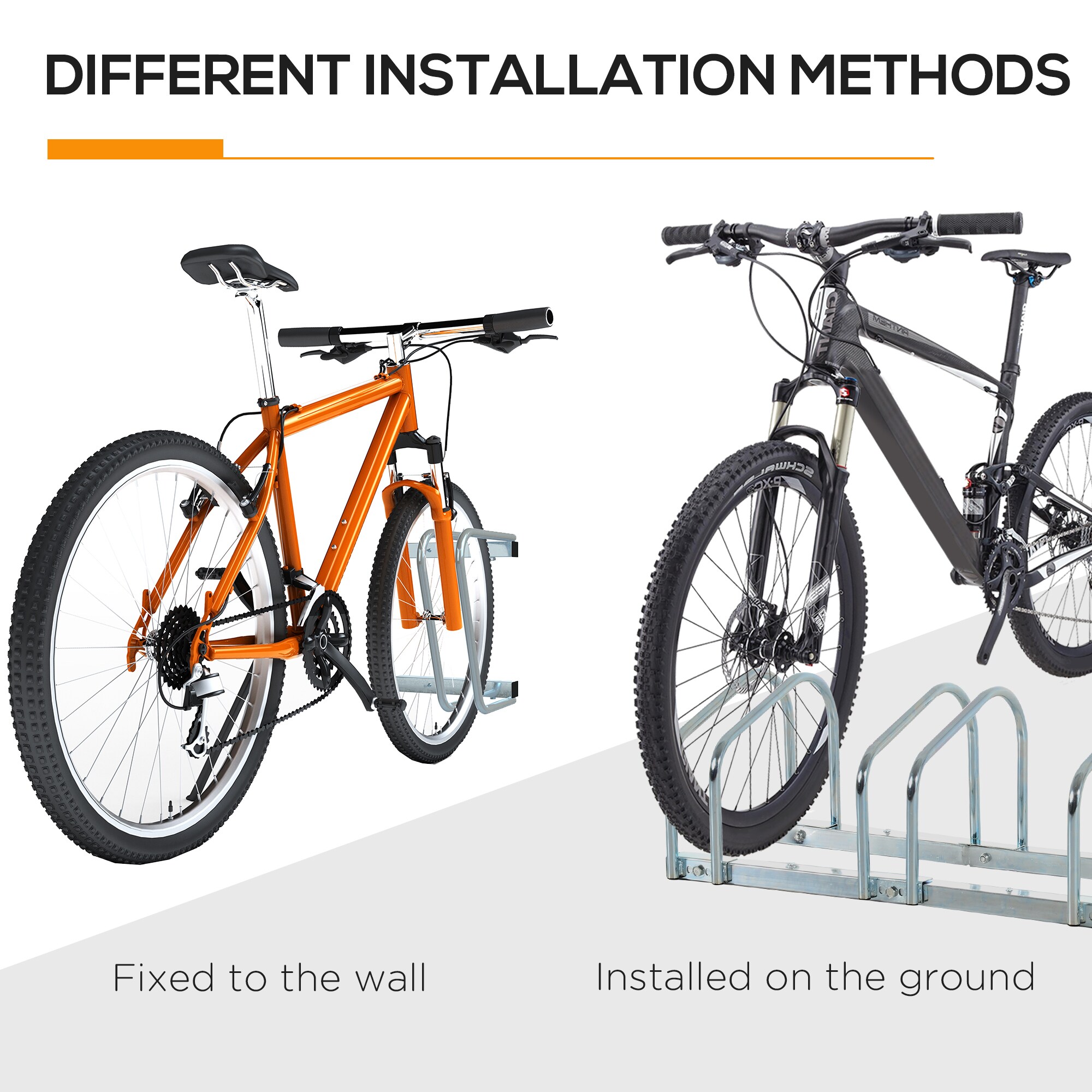 HOMCOM Fahrradhalter mit 5 Haltertungen silber 145L x 33B x 27H cm