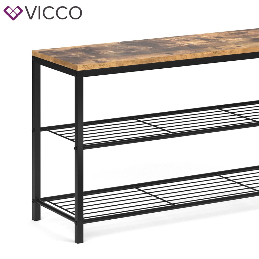 VICCO Schuhbank FYRK Schuhregal 100cm Schuhschrank Sitzfläche Sitzbank 2 Ablagen