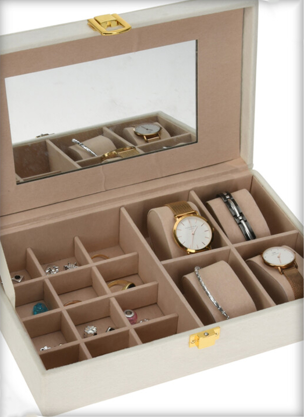 Schmuckkästchen mit Spiegel weiss/beige