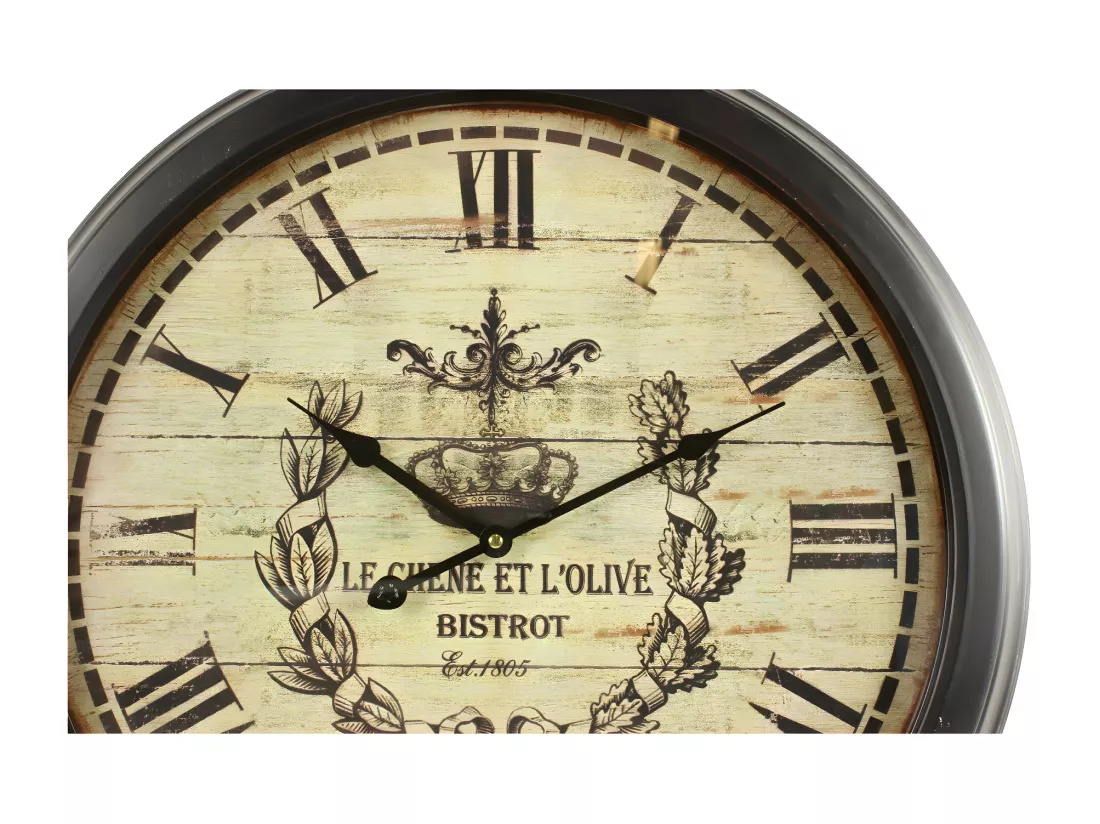 Horloge ancienne murale olives Fer Blanc - Décoration d'Autrefois