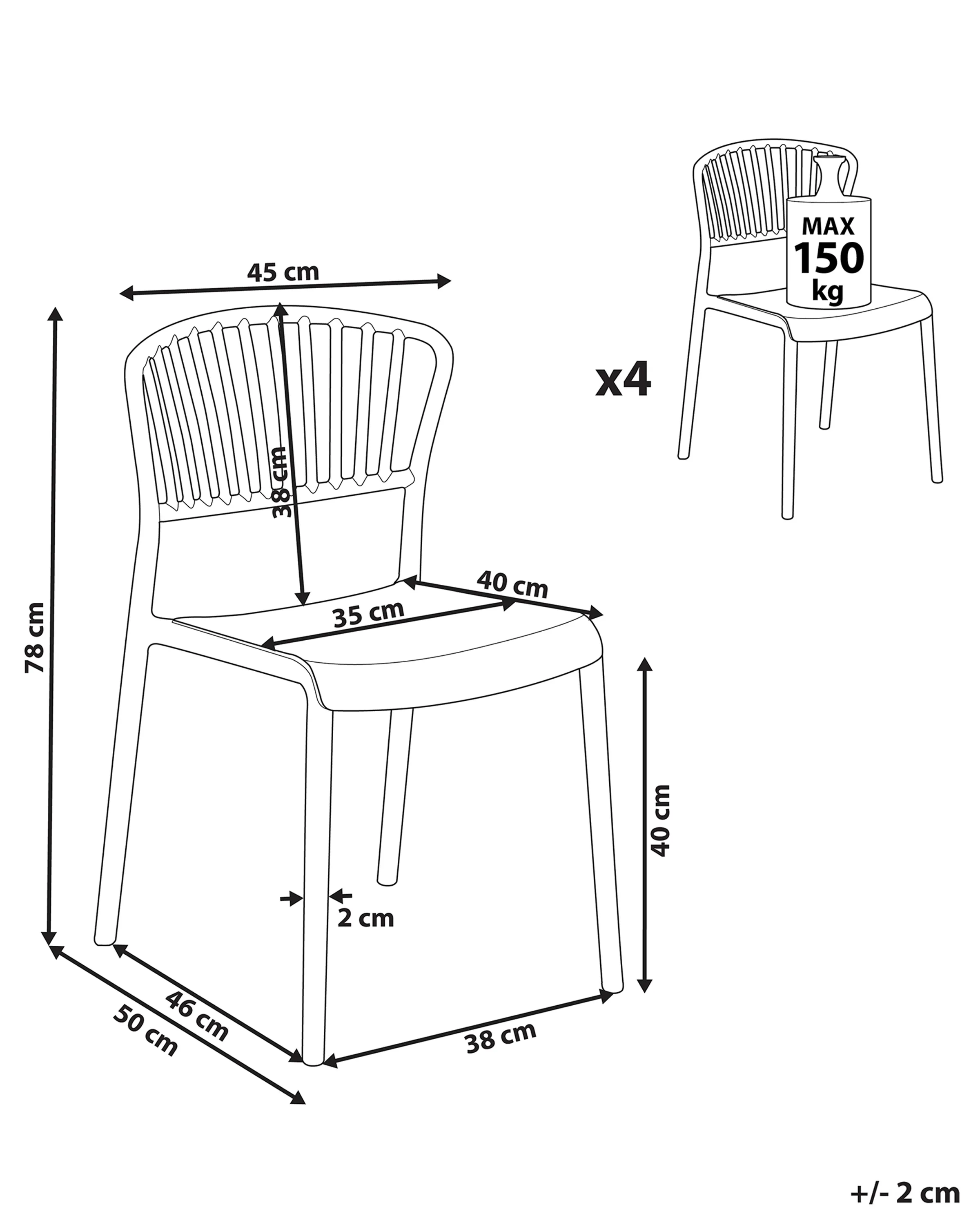 Set van 4 tuinstoelen GELA Taupe