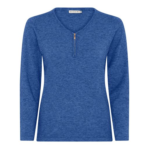 Micha Langærmet Striktrøje, Medium Blue, L