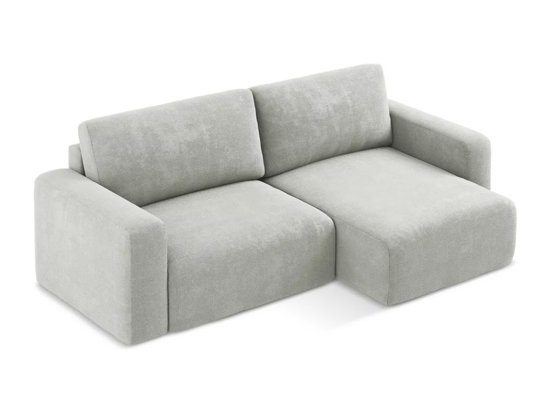 Canapé d’angle 3 places droit convertible en Chenille - gris clair - KONA