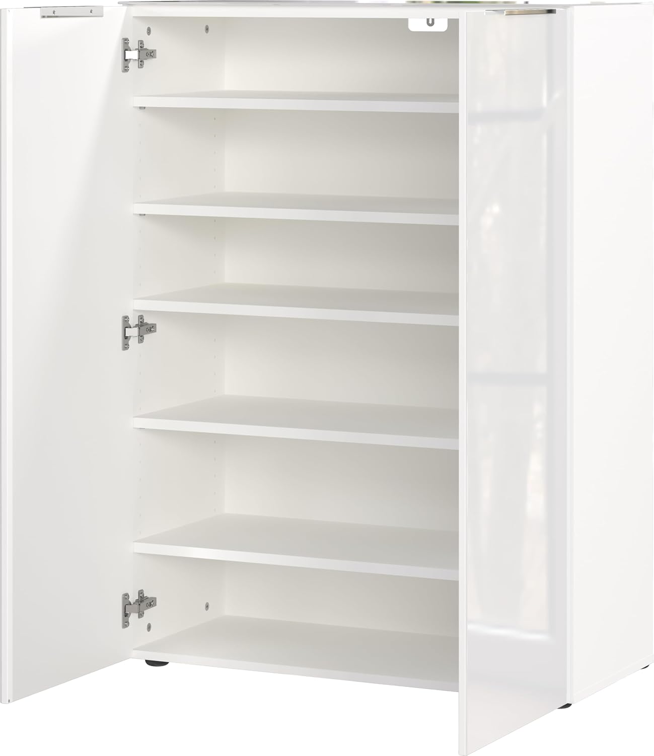 Germania Schuhschrank 3414-84 GW-Genova, in Weiß, mit Glasfront, 87 x 120 x 40 cm (BxHxT)