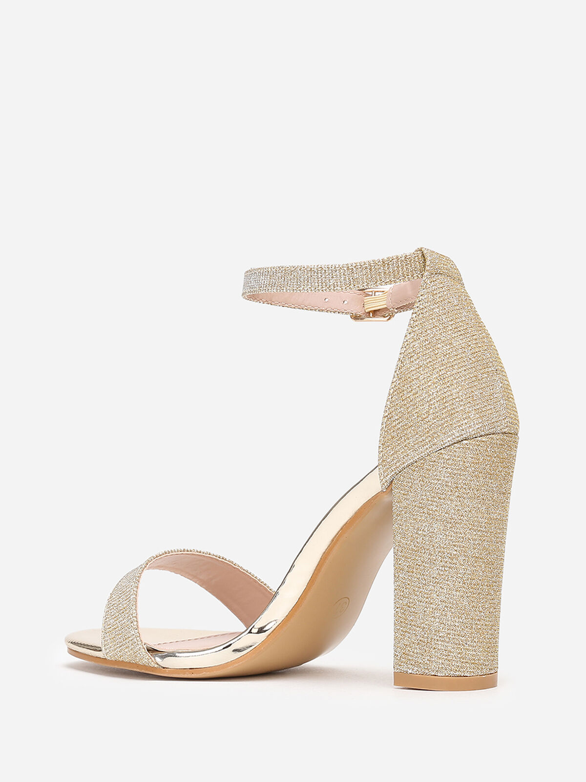Sandales vernies en tissu pailleté- Doré