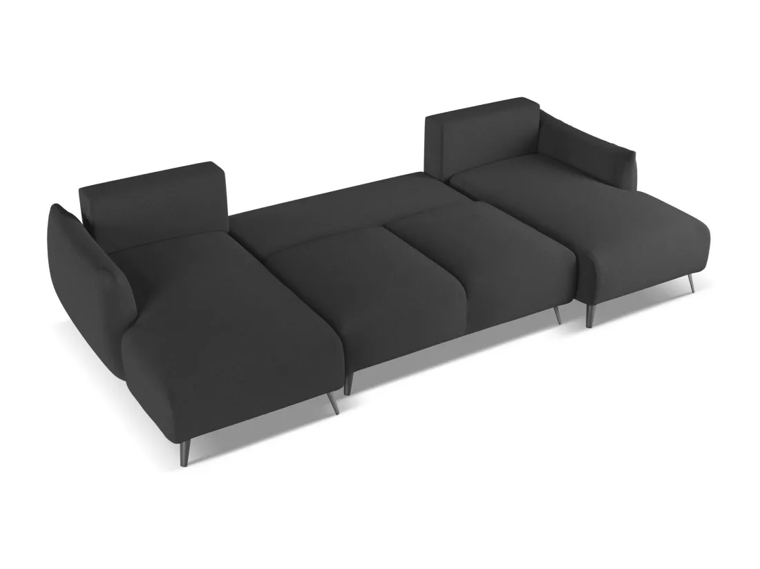 Canapé d'angle panoramique convertible en tissu chenille - anthracite - MALIE