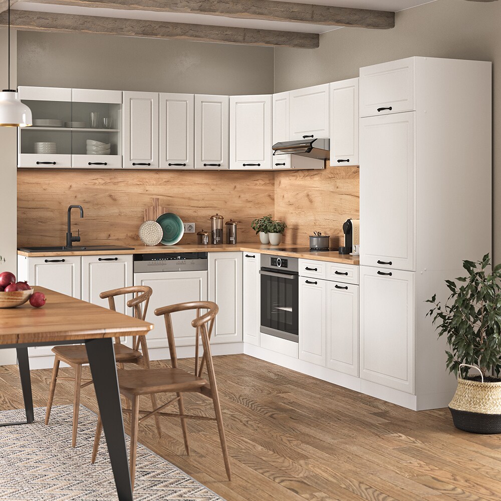 Vicco Küchenzeile Küchenblock Einbauküche R-Line Ecke 287x227 cm Landhaus Weiß