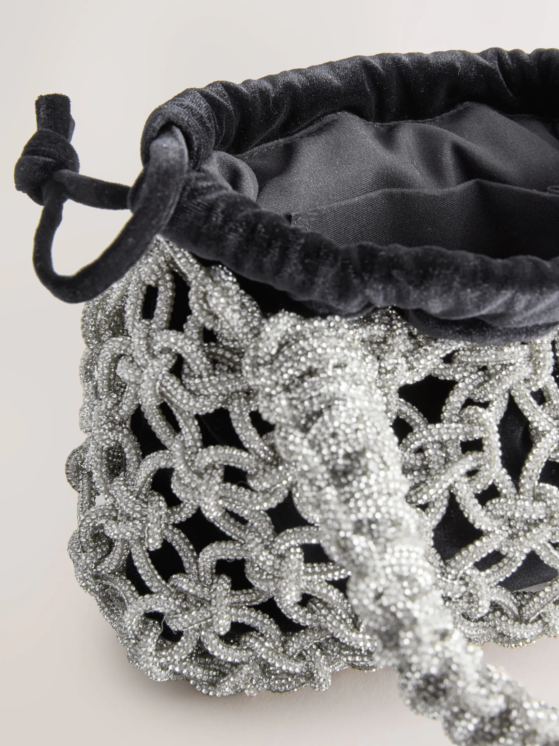 Zwart - Fluwelen Sparkle Weave handtas