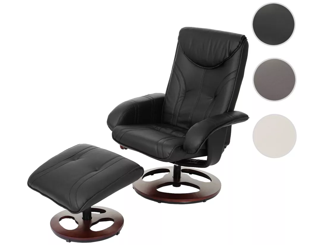 Fauteuil de relaxation MCW-C46 avec pouf, noir