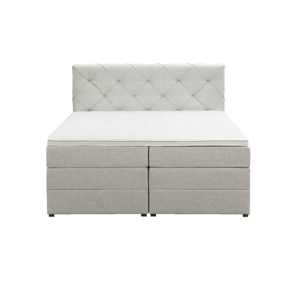Boxspring met opbergruimte Liv geruit - ecru - 180x200 cm