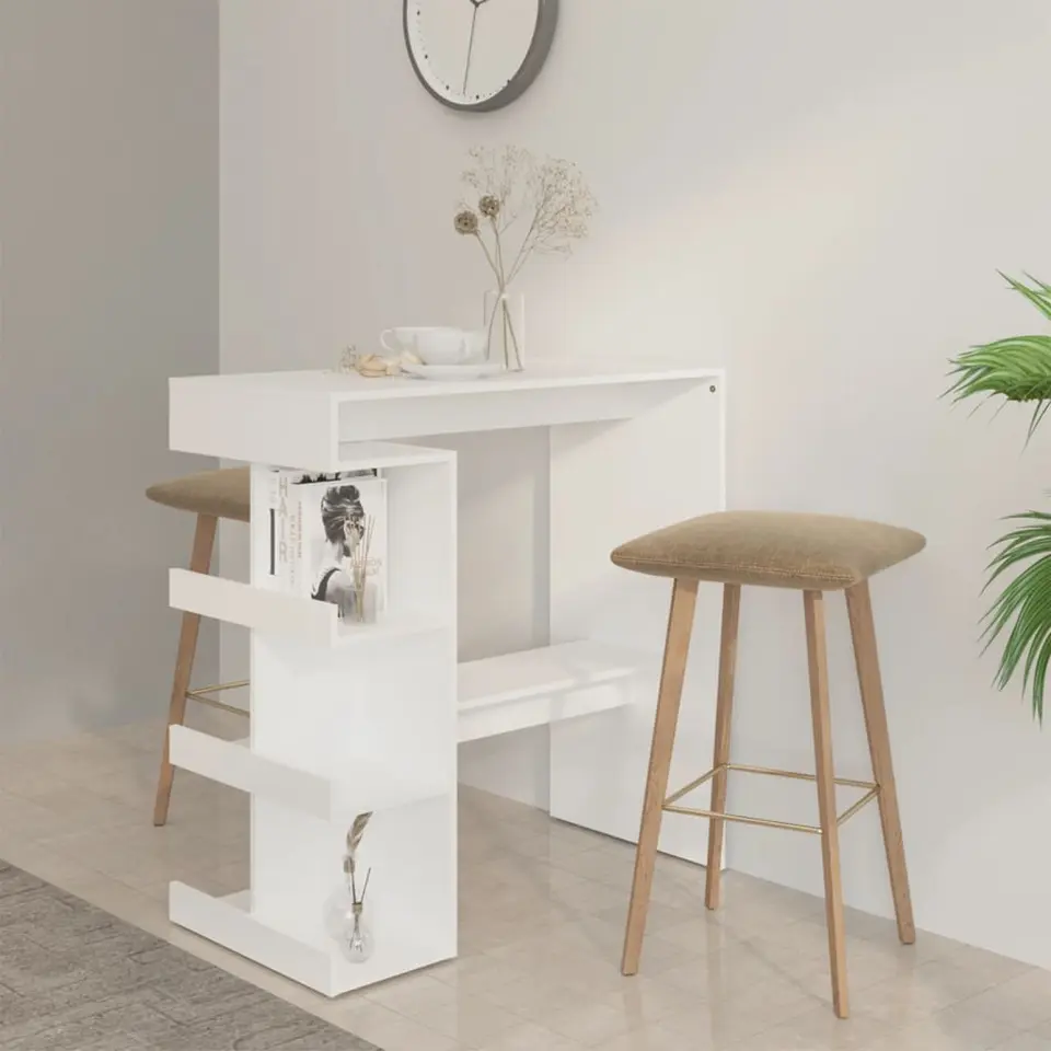 vidaXL - Bartafel - Wit - Bewerkt hout